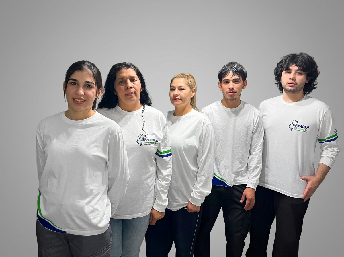 Equipo propio de Renacer Global, uniformado, que realiza las reformas, pintura y limpieza en Madrid